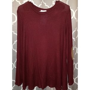 Burgundy Long Sleeved Top. NWT.